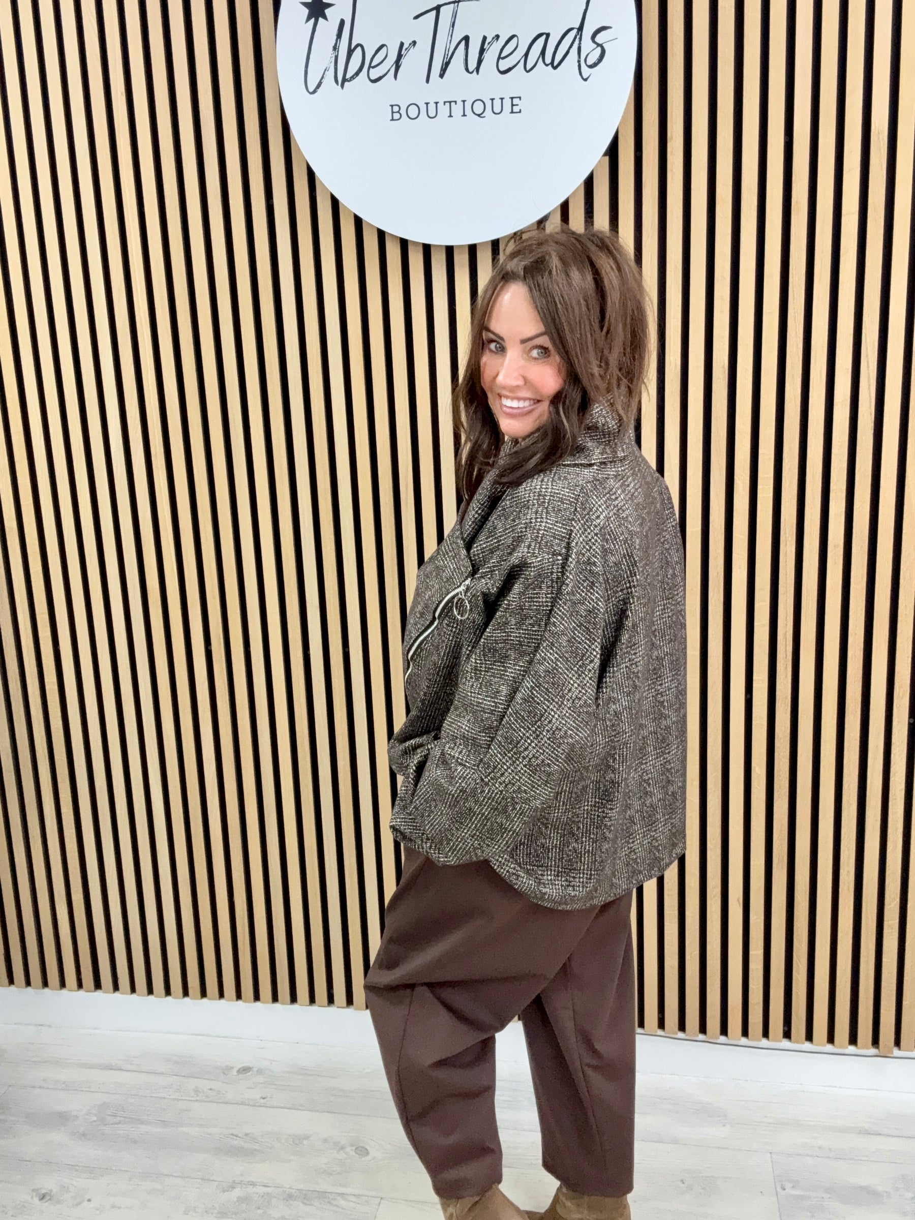 The Harris Asymmetric Zipped Jacket - Chocolate