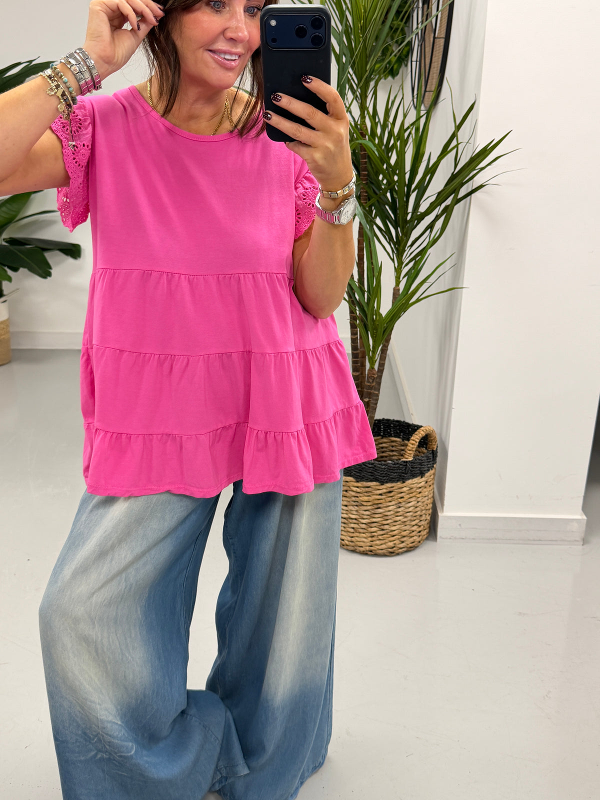 Tiered Brodie Frill - Hot Pink