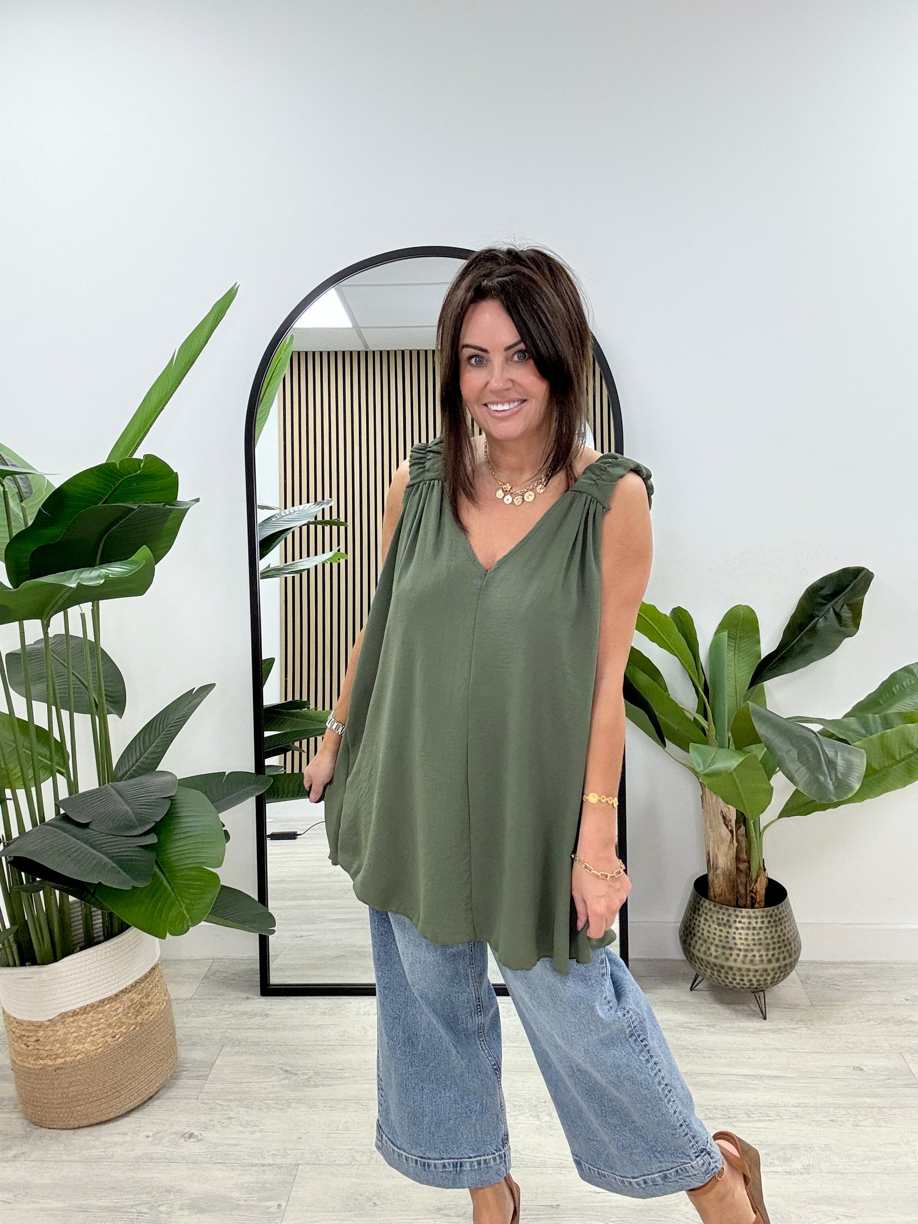 Ruched Vest - Khaki