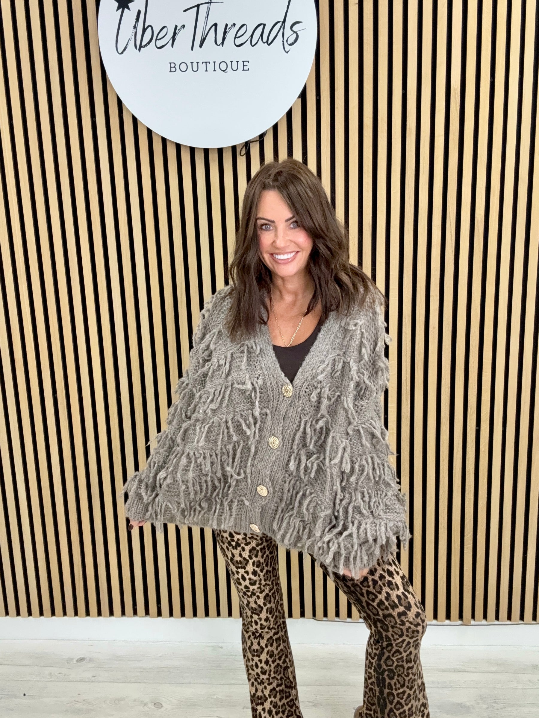 The Shaggy Cardigan - Pebble
