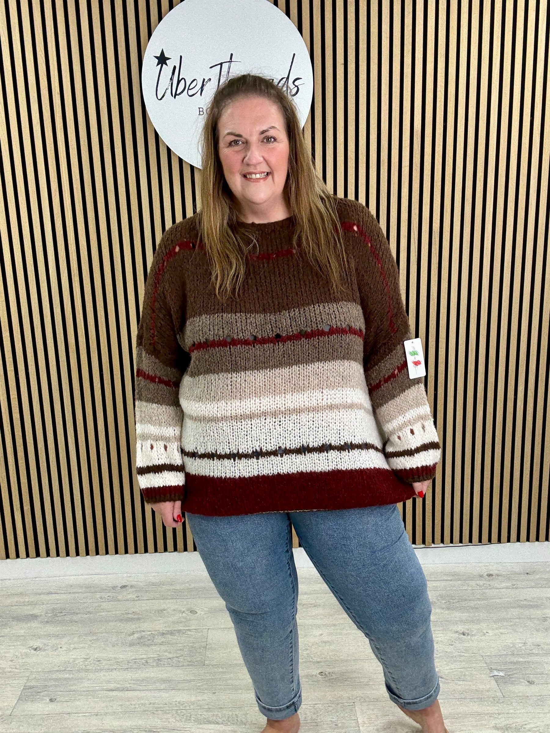 The Cotswold Stripe Soft Knit - Chocolate