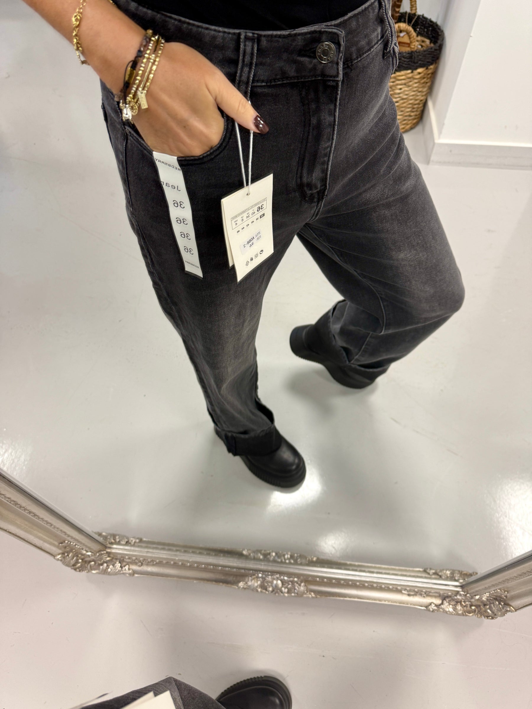 Redberry Turn up Jeans - Dark Grey