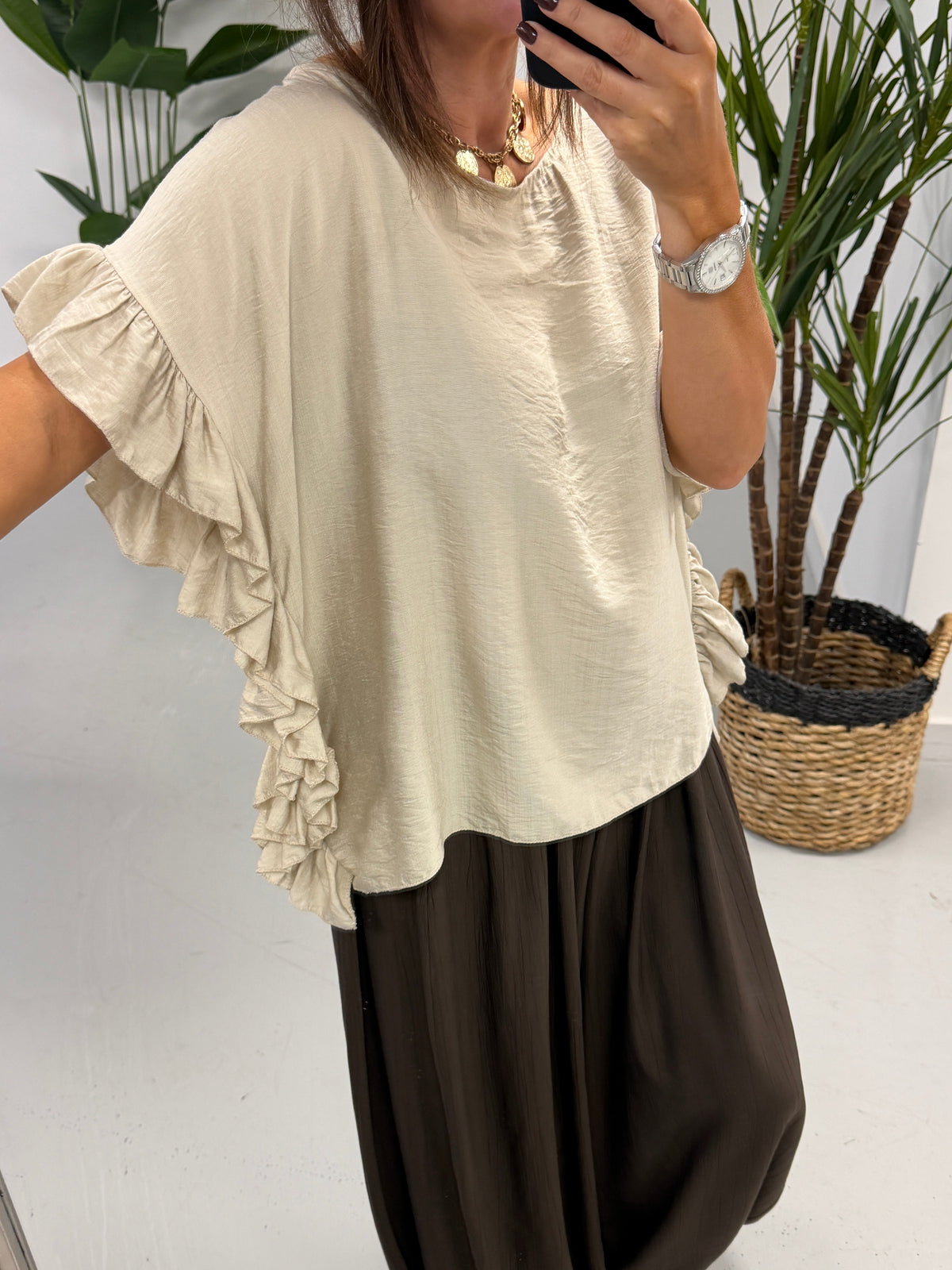 The Side Frill Tunic - Cream