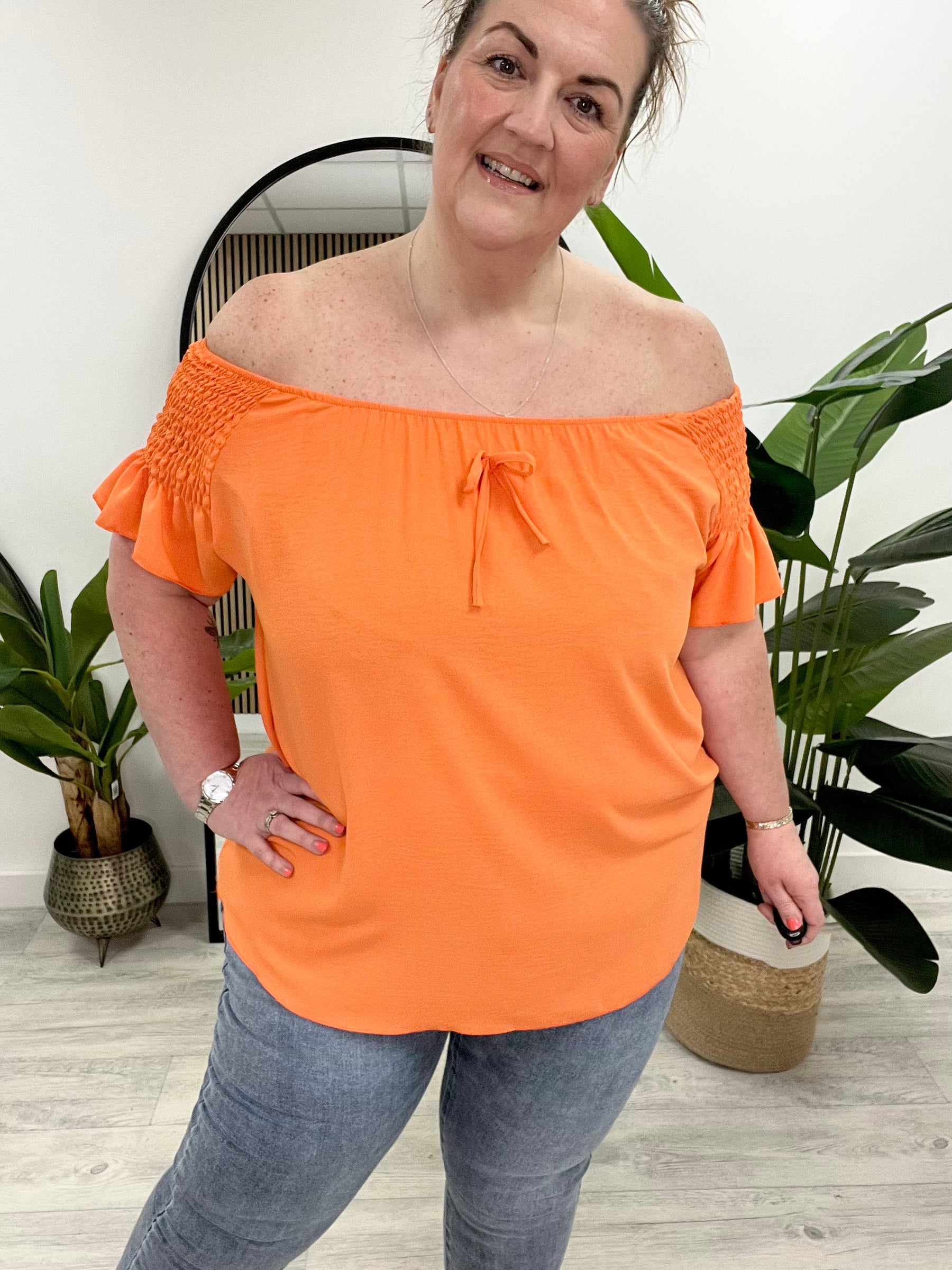 Madeira Bardot Top (plus) - Orange