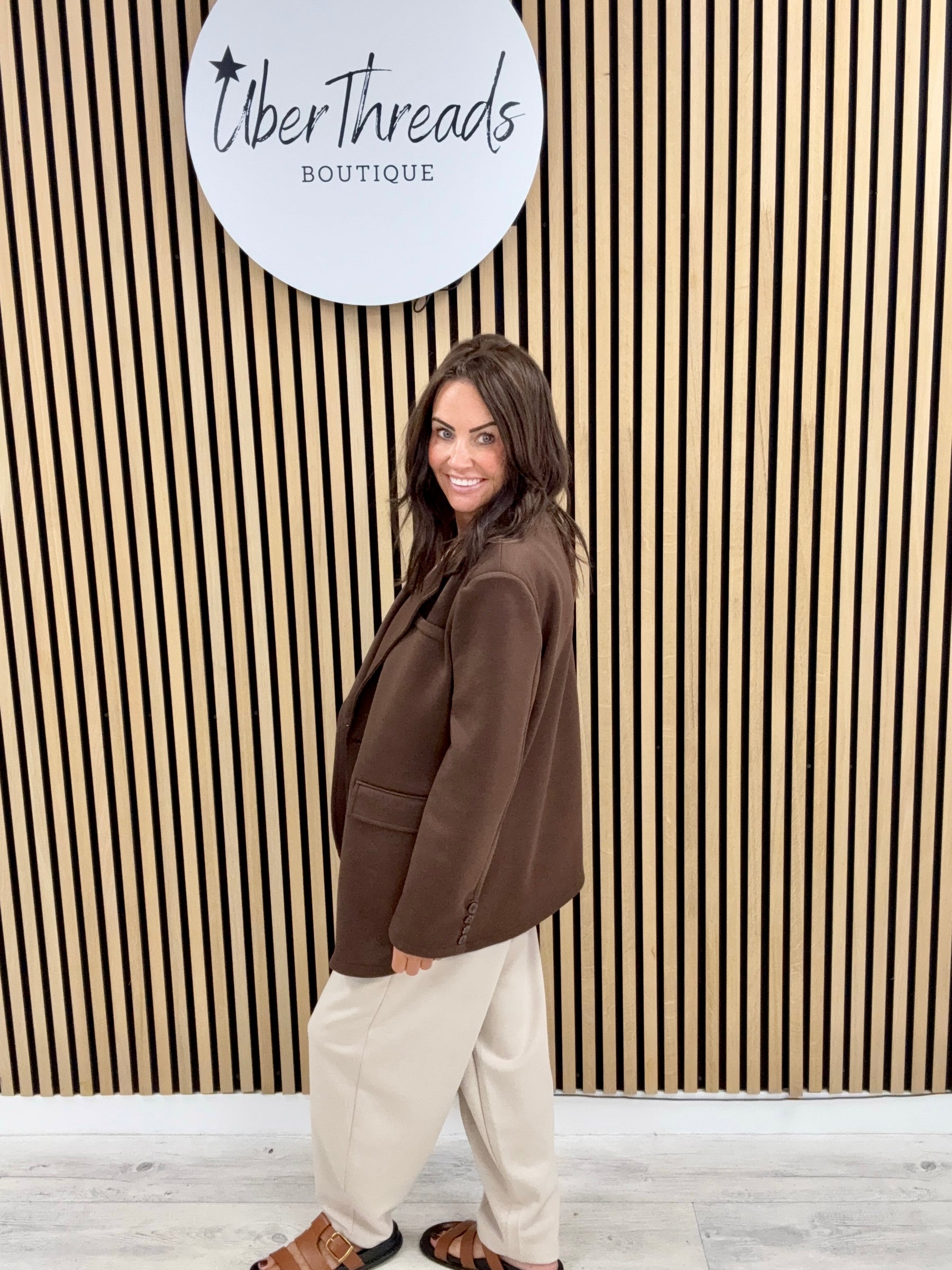 Molly Scuba Blazer - Chocolate