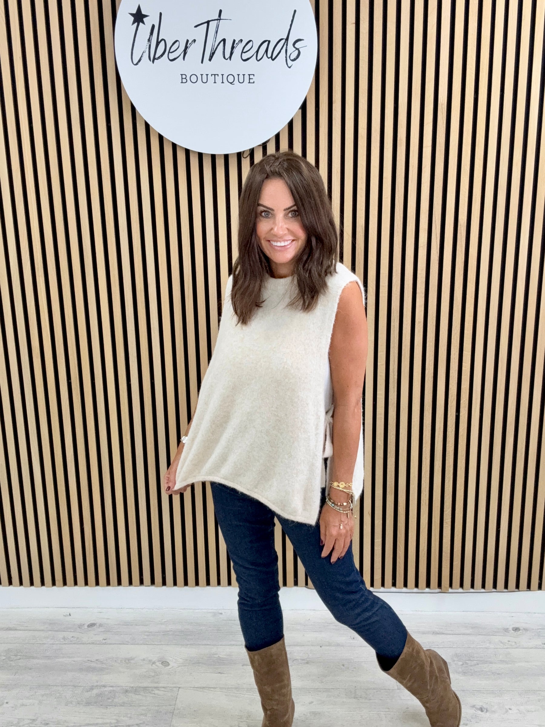 Side Tie Tank - Cream