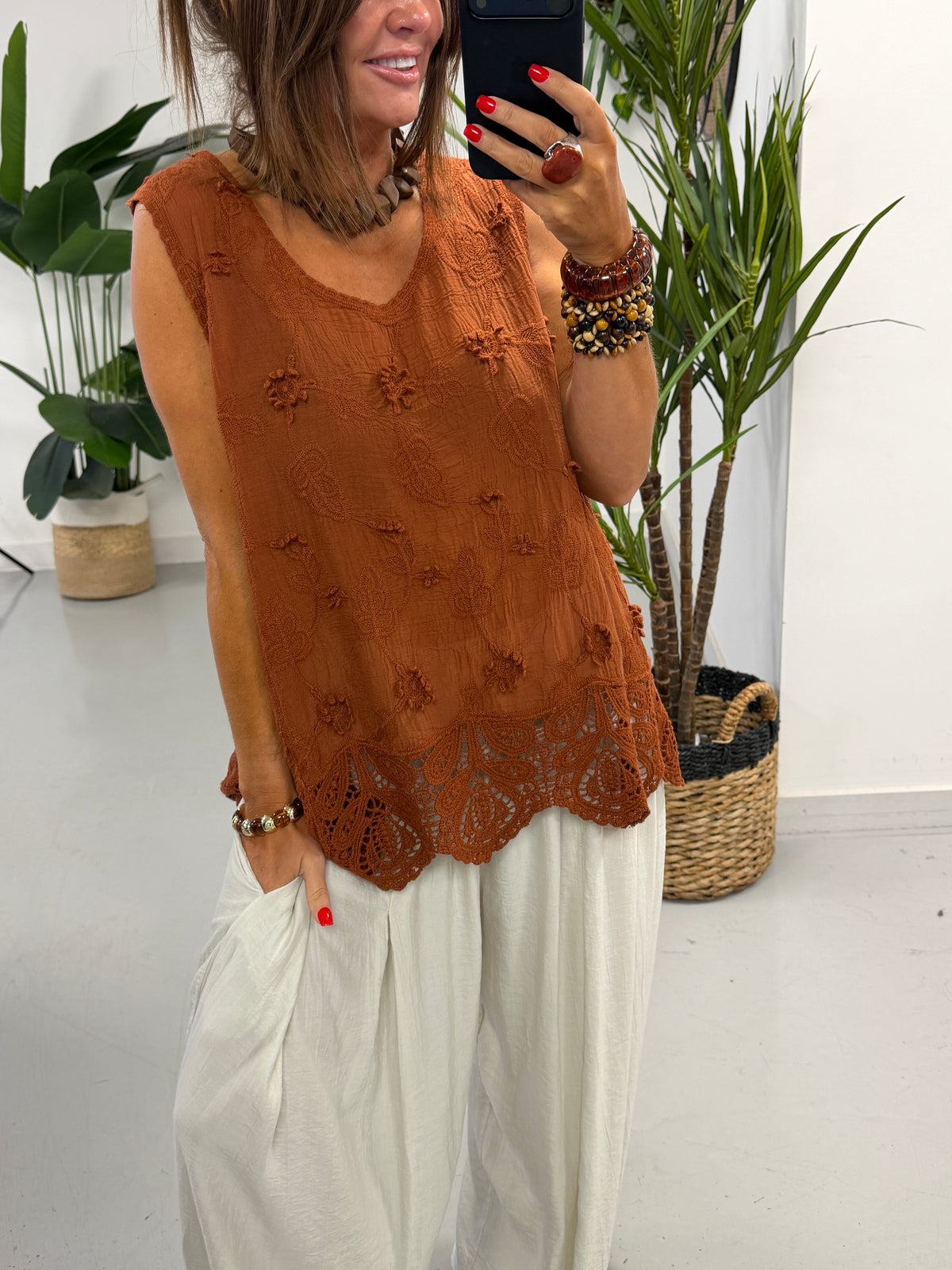 Florence Broderie Top - Rust