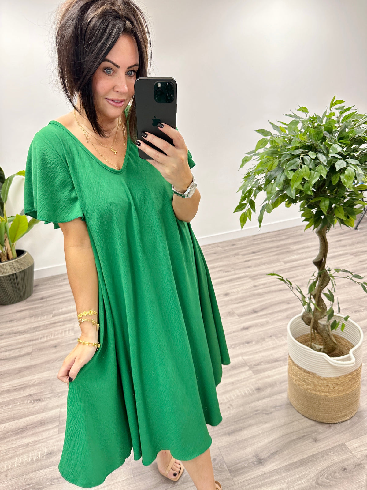 Heidi Swing Dress - Emerald Green