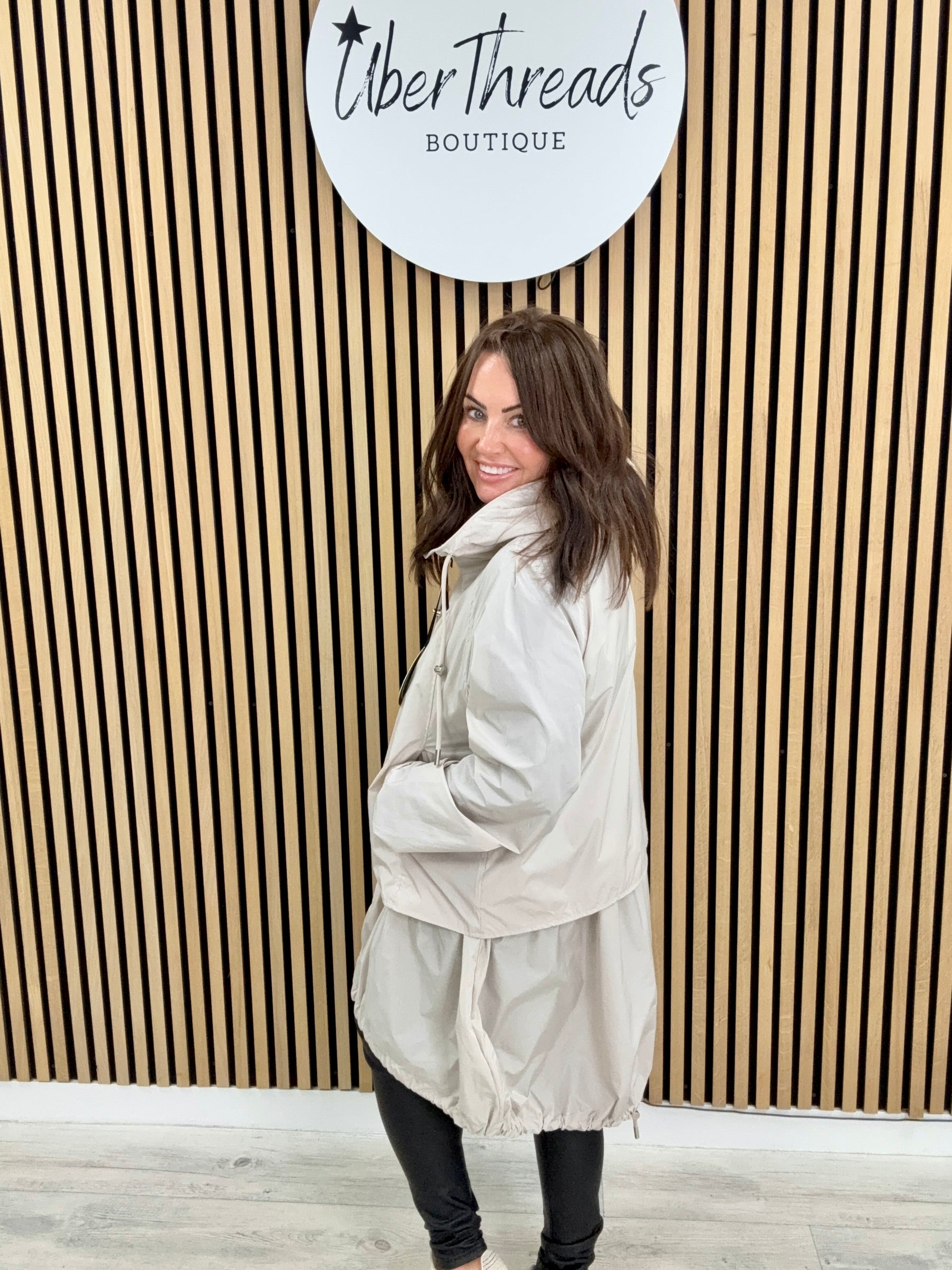 Fly Double Layer Hi Lo Jacket - Cream
