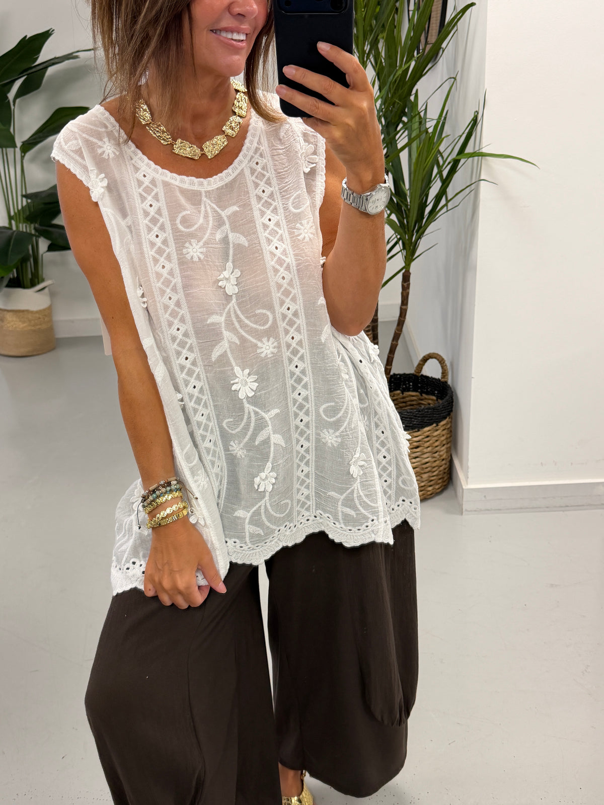 Florence Broderie Top - White