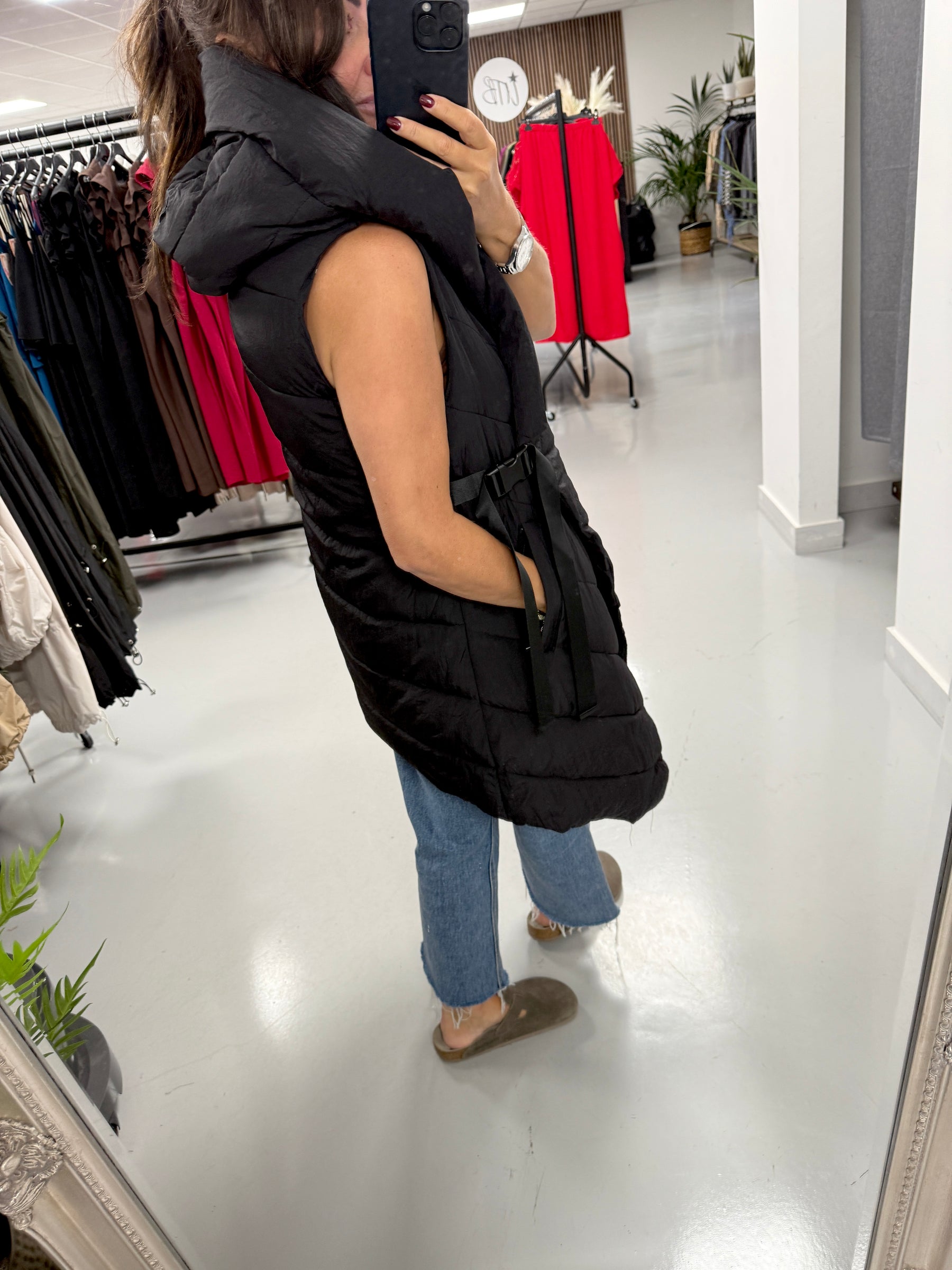 Fly Asymmetrical Hooded Giilet - Black