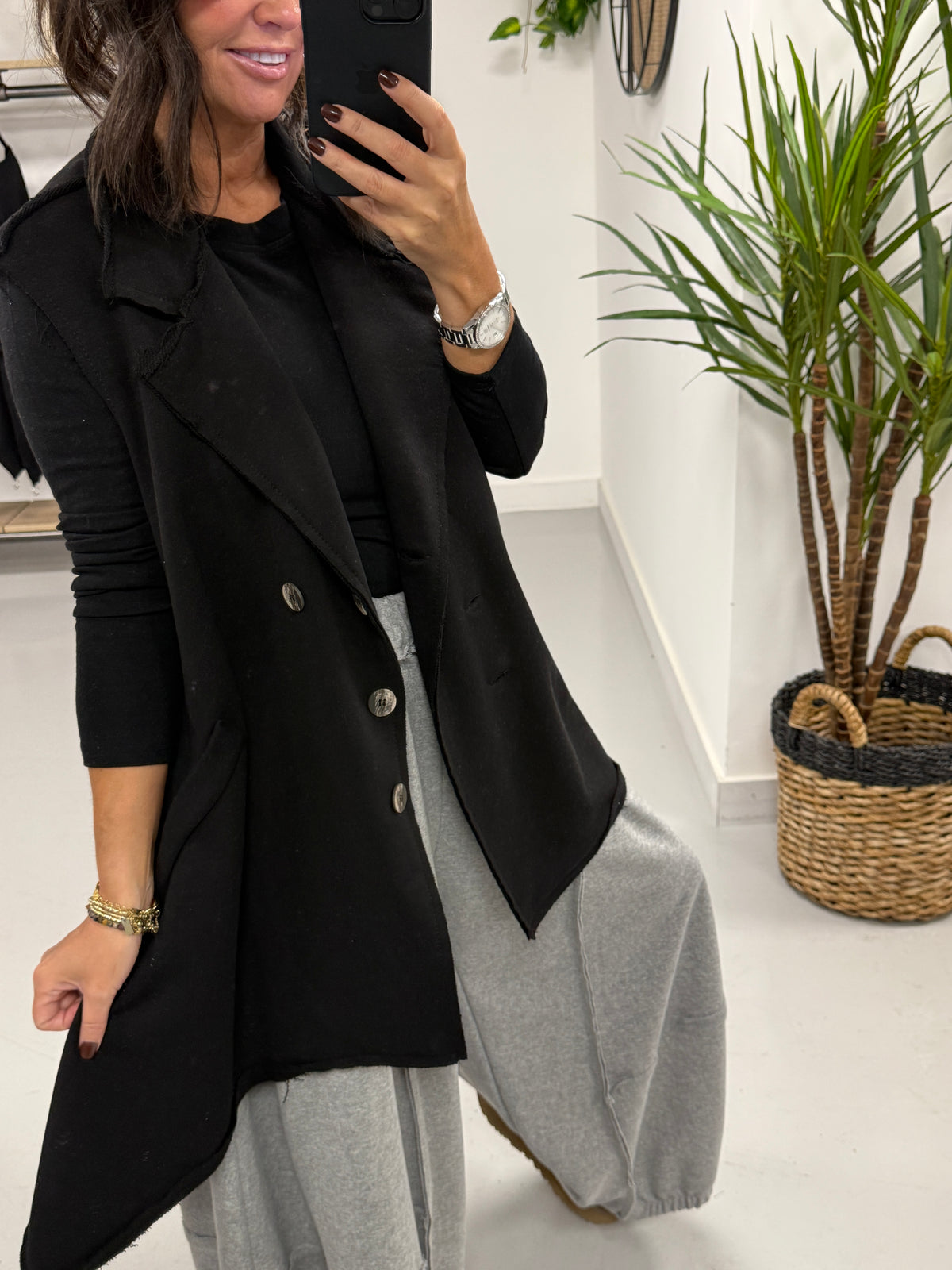 The Deluxe Weekend Collection Deluxe Asymmetric Wasitcoat - Black