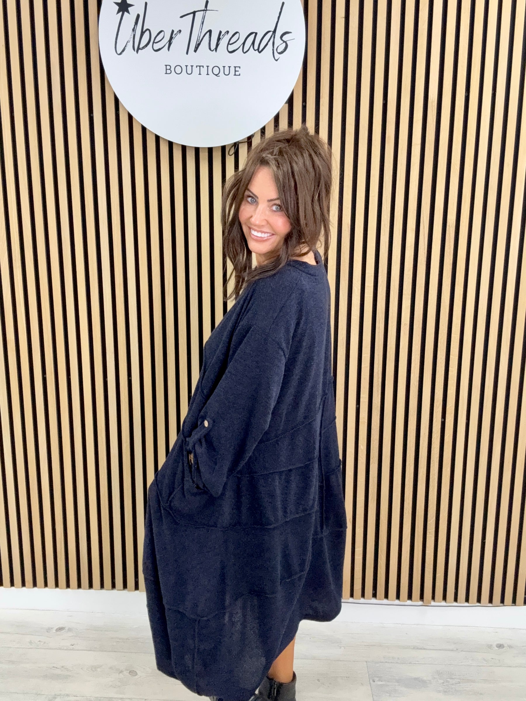 The Slouch Pocket Dress - Navy