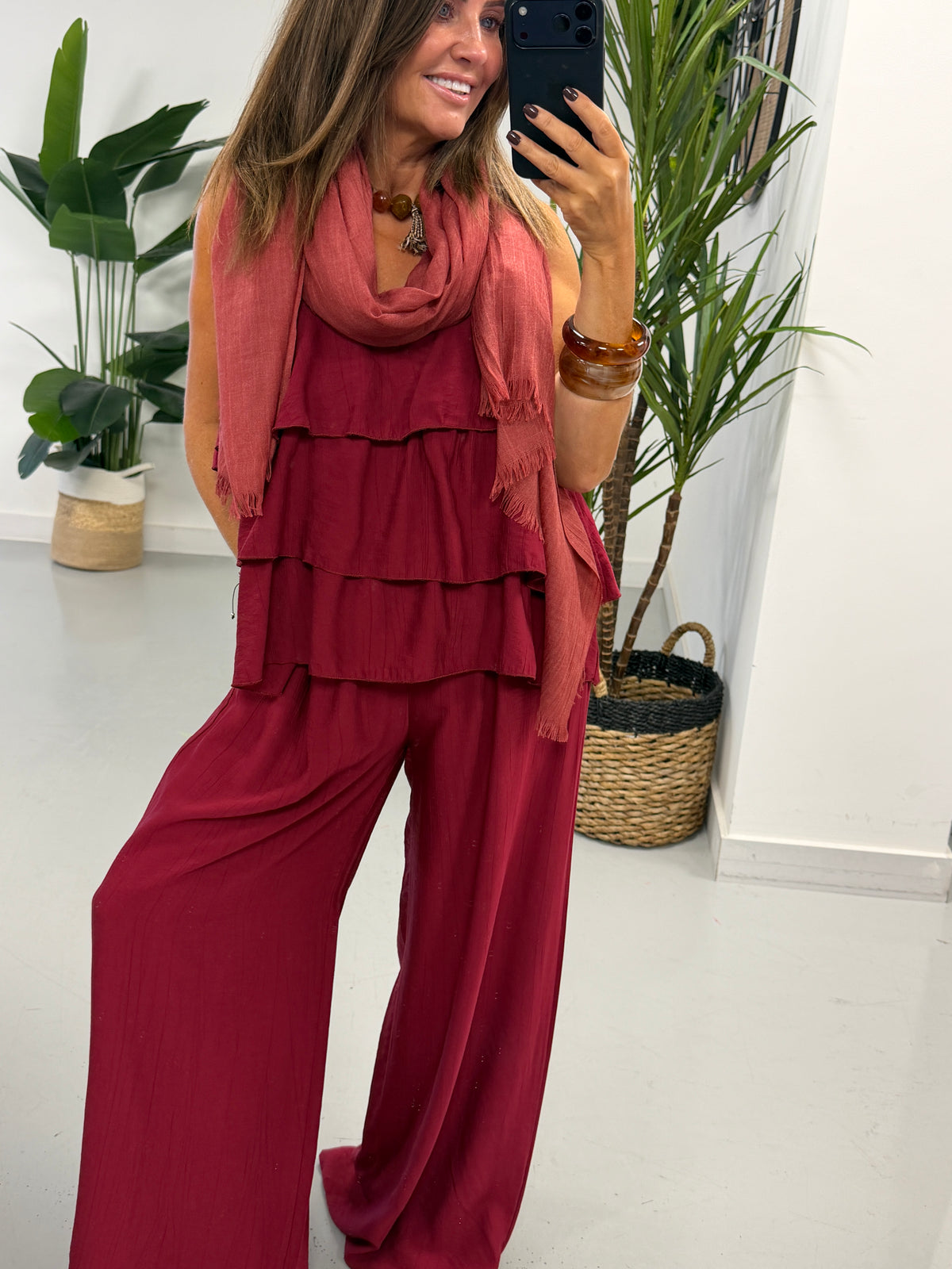 Crinkle Rara Co Ord - Wine