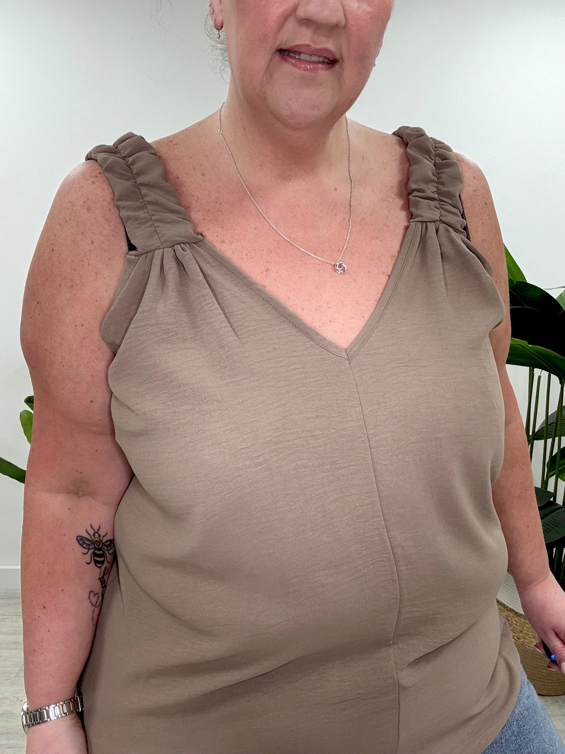 Ruched Vest - Mocha