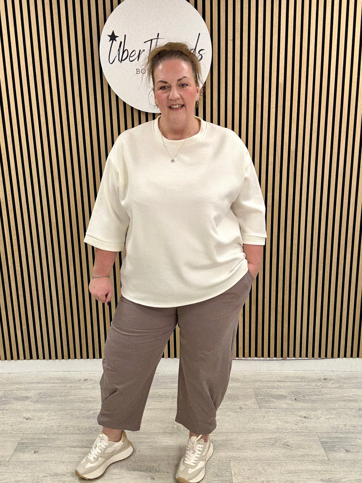 Hampton Side Pleat Scuba Joggers (PLUS) - Taupe