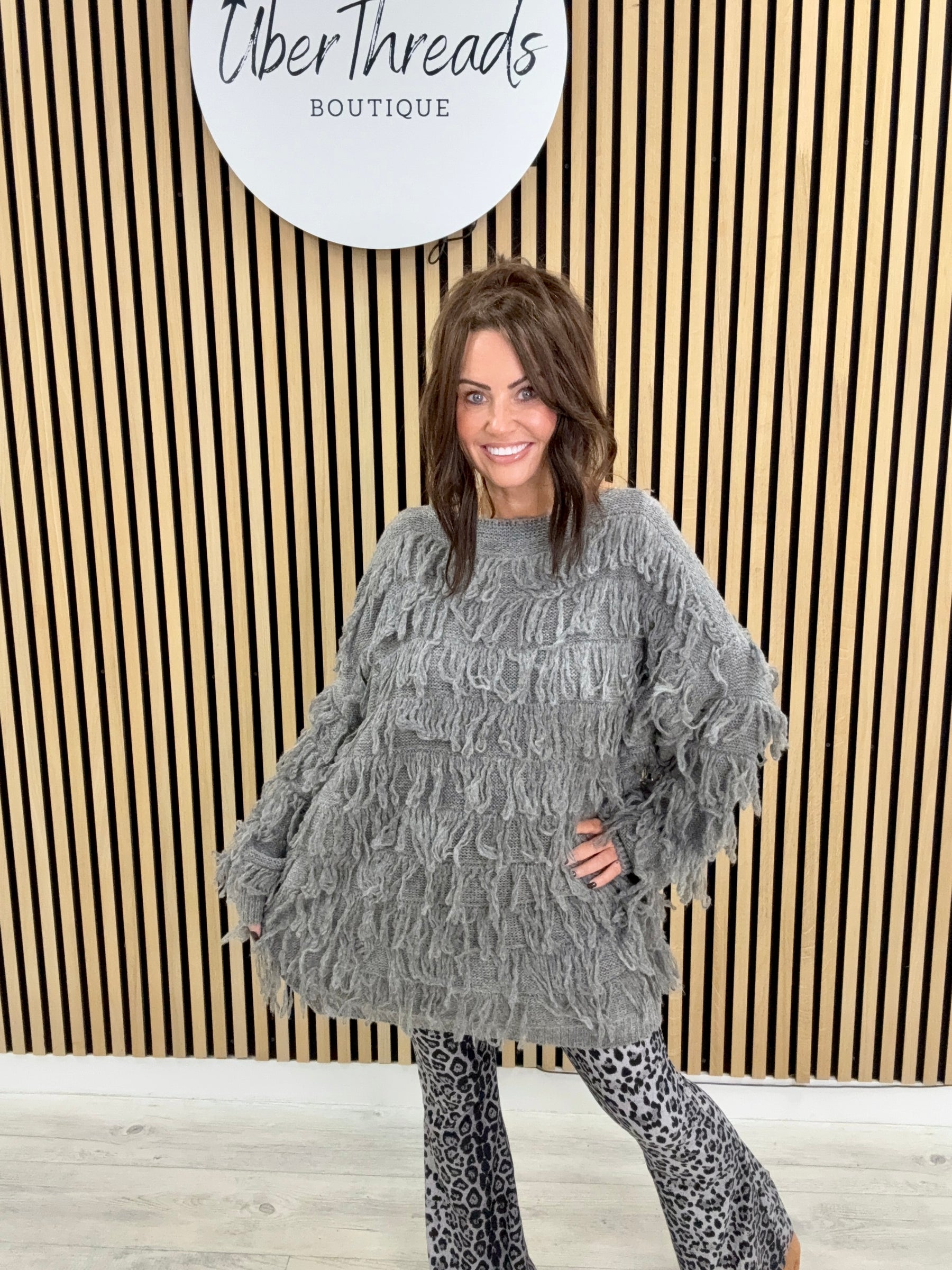 The Shaggy Long Line Jumper - Grey