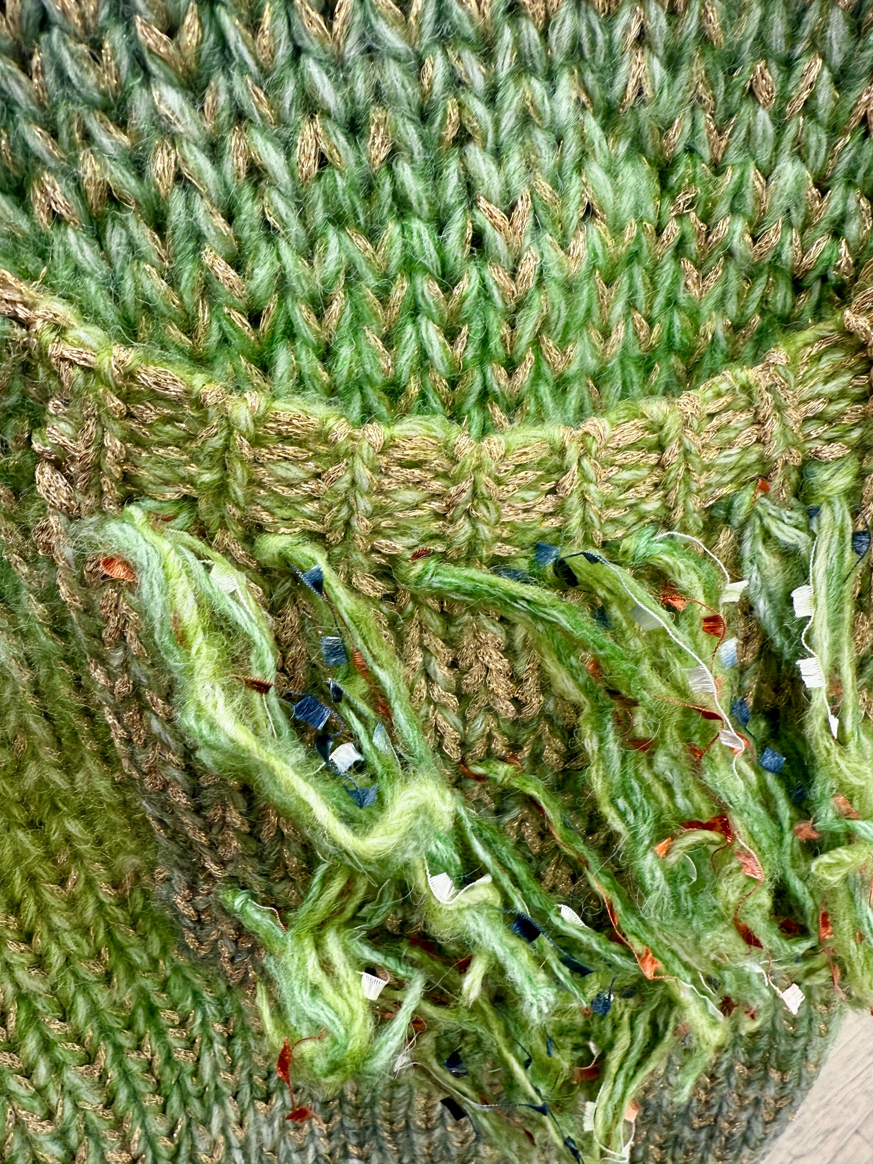 The Harlow Fringed Pocket Knit - Green