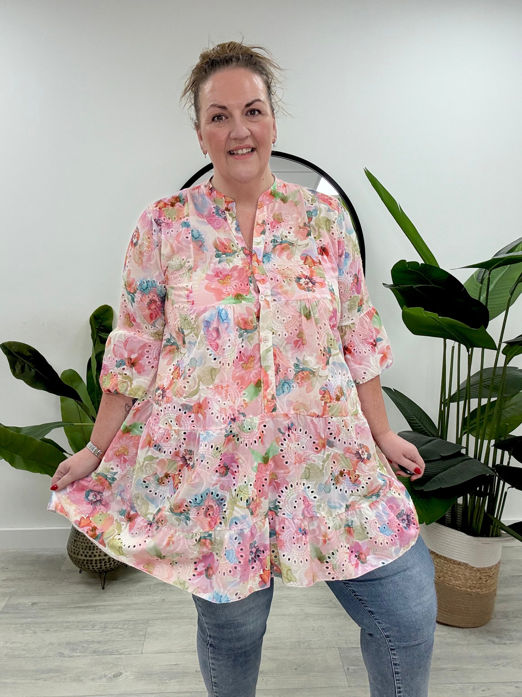 The Brodie Floral Smock -Pink
