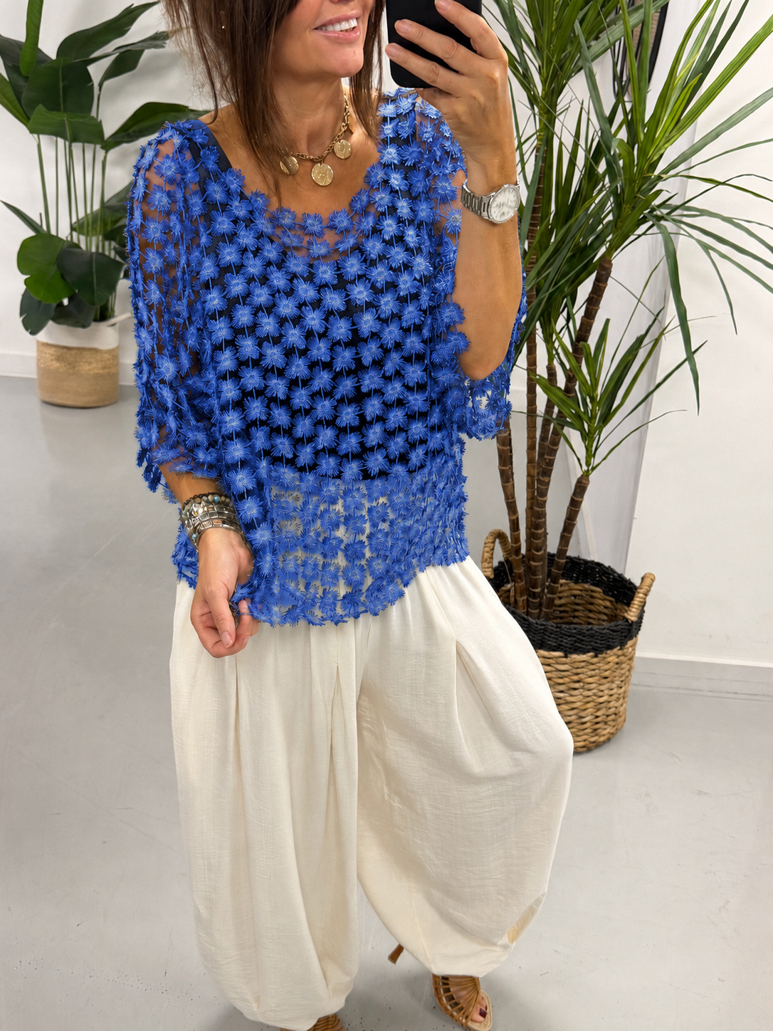 Sorrento Flower Crochet- Cobolt Blue