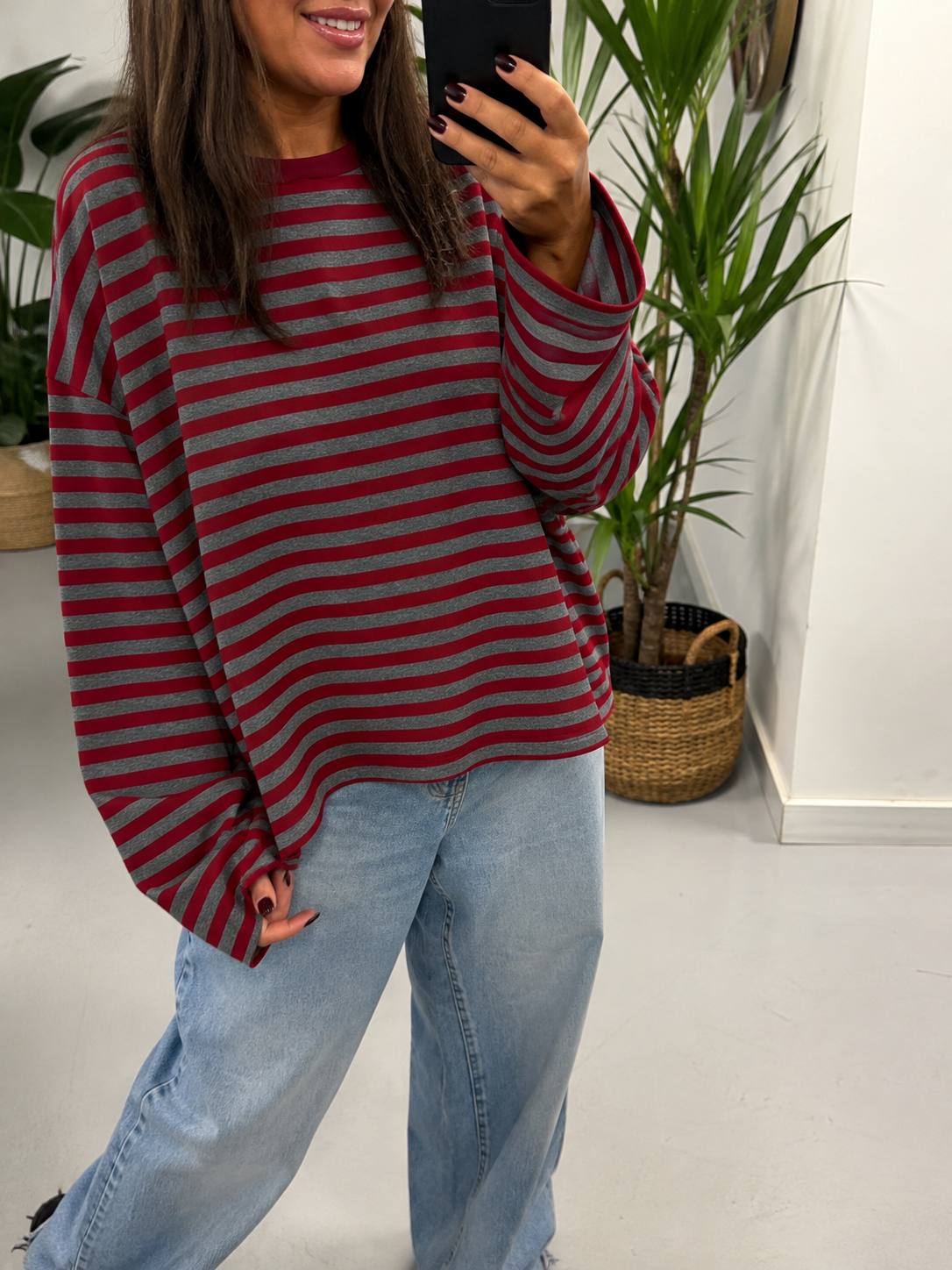 The Weekend Chill Stripe - Wine/Charcoal (Special Buy No Return) Size 10 - 16