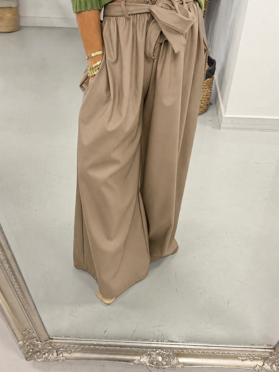 Faux & Fierce PU Wide Leg Trouser - Camel