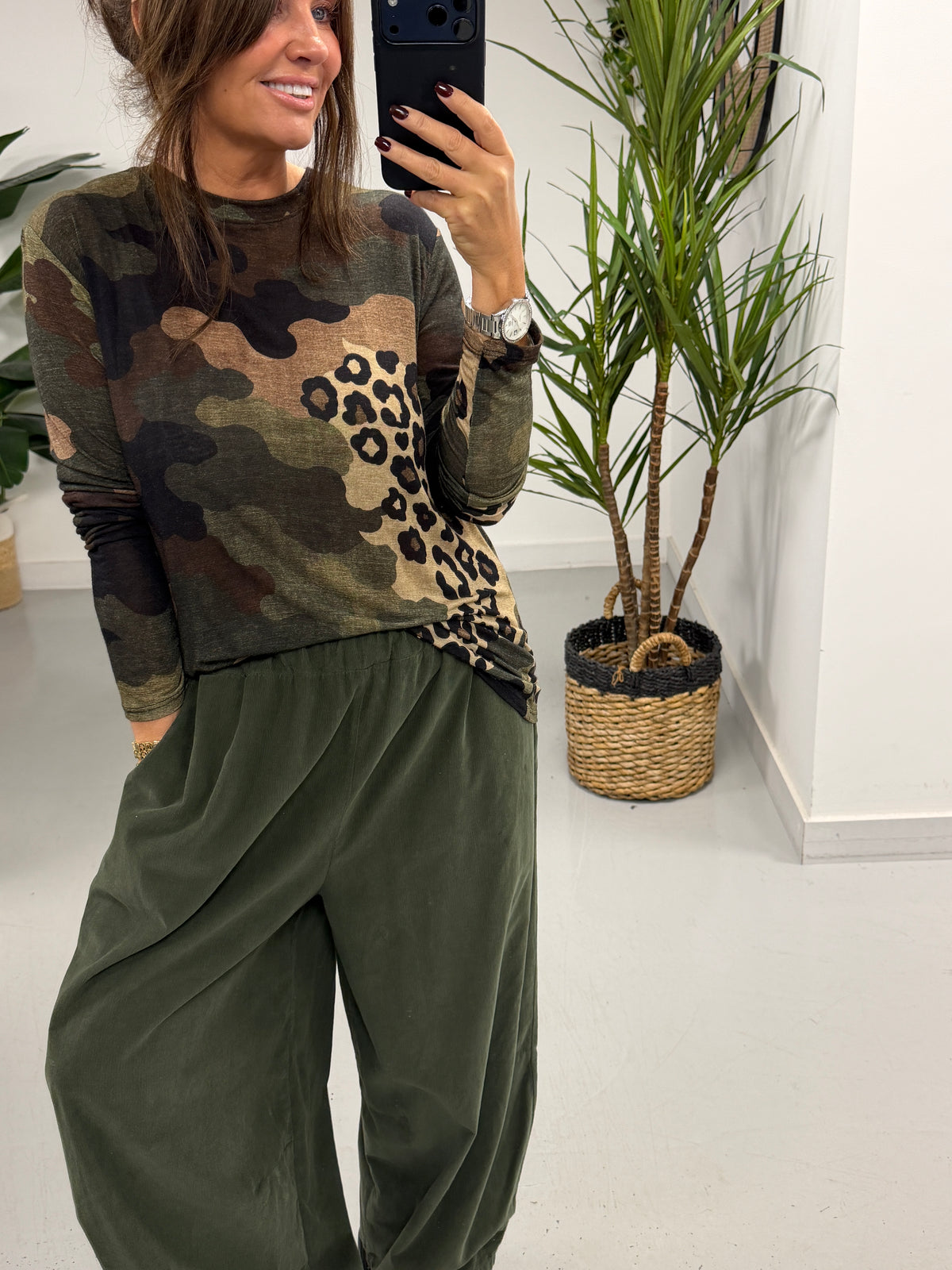 The Cashmere Blend Top - Camo/Animal (Size 10-16)