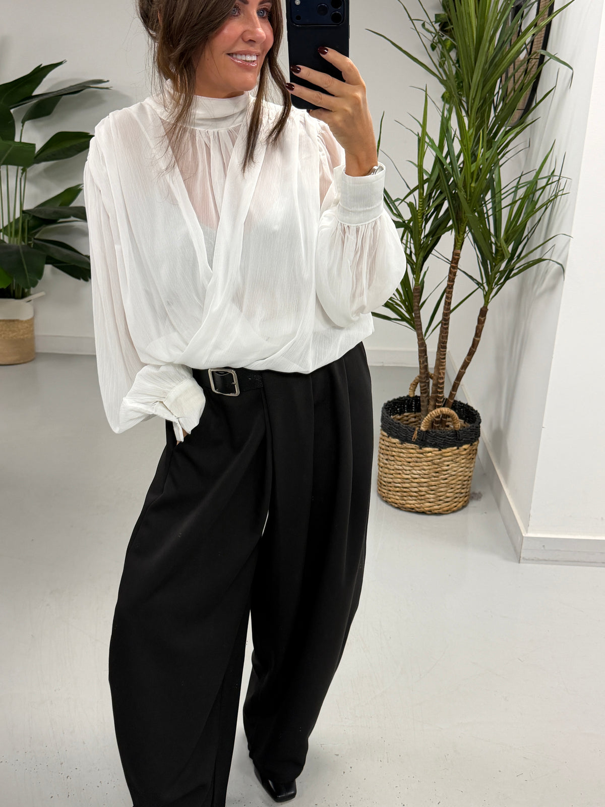 The Elegance Tie Neck Blouse - White (Size 8-14)
