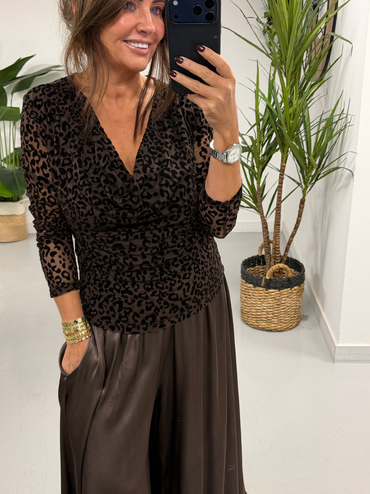 The Animal Scoop Neck Top - Chocolate (Size 8-12)