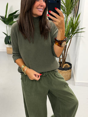 Crop Sleeve Knit - Khaki