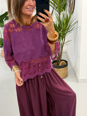 Seville Lace Top - Magenta
