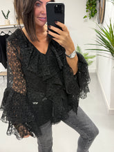 A Touch Of Sparkle Ruffle Blouse - Black