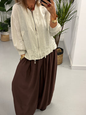 Linen Bomber Jacket - Cream