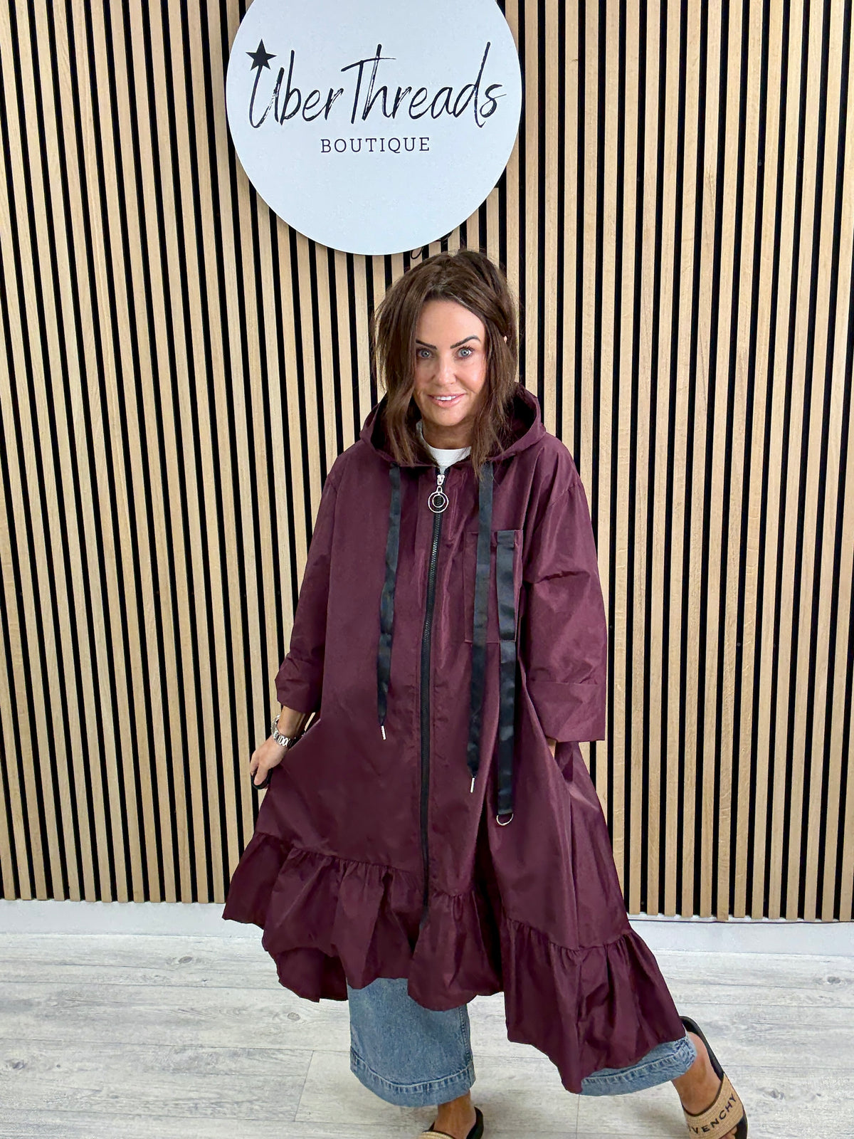 The High Low Frill Rainmac - Mulberry