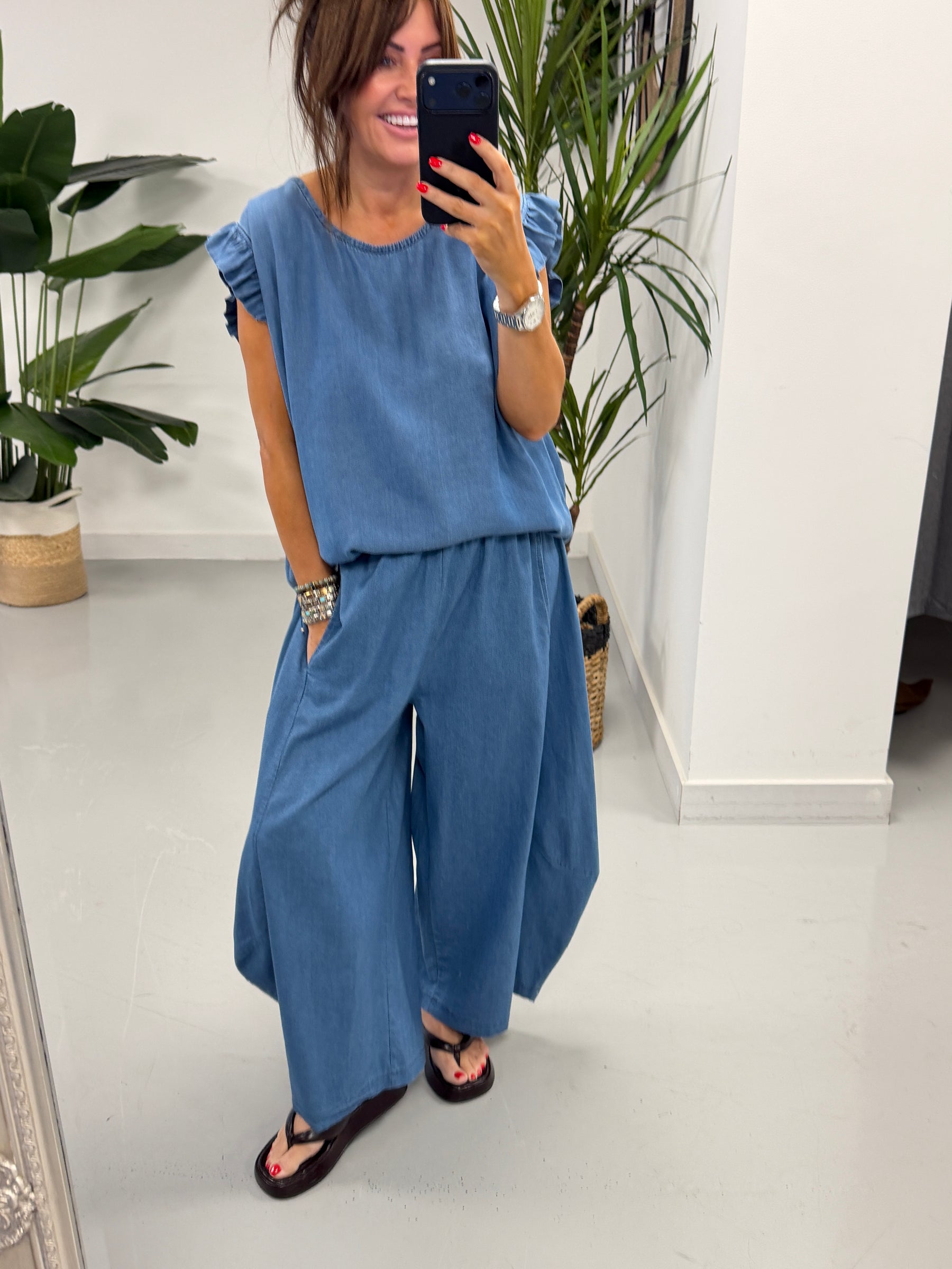 Deniably Denim Button Back Tunic - Light Denim