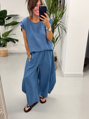 Deniably Denim Button Back Tunic - Light Denim