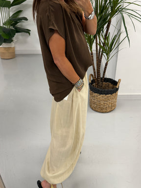 The Luna Pebble Pleat Tunic - Chocolate