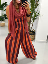 The Sienna Sunset Stripe Jumpsuit - Rust
