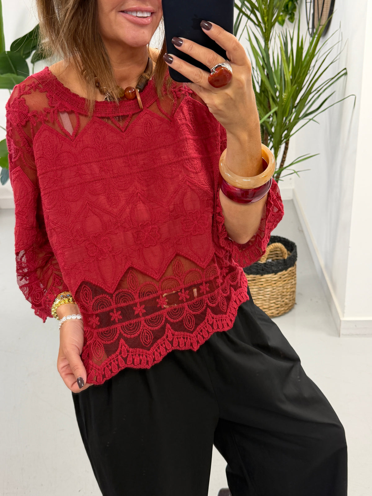 Seville Lace Top - Wine