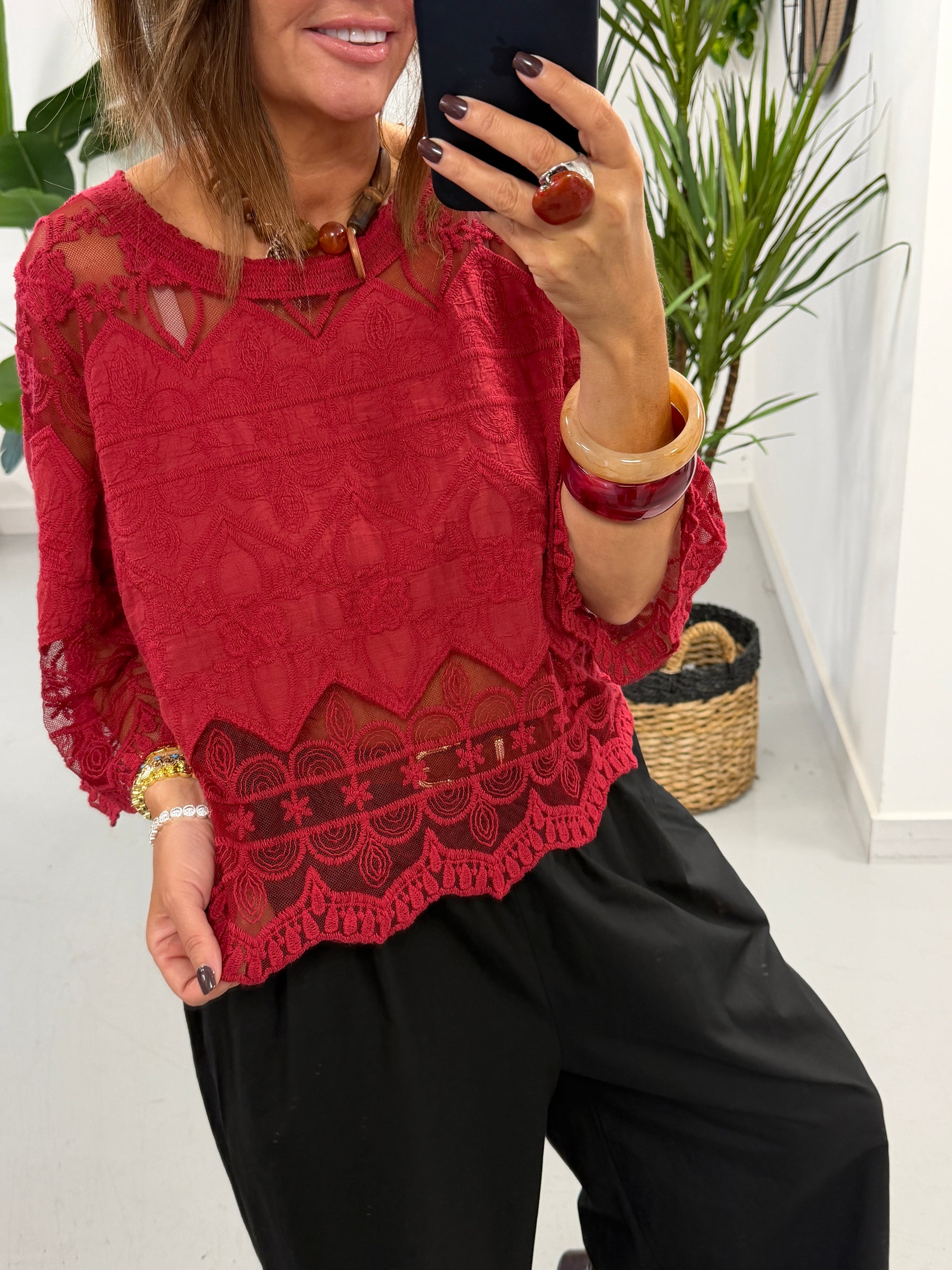 Seville Lace Top - Wine