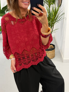 Seville Lace Top - Wine