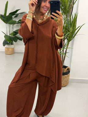 The Freestyle Slouch Handkerchief Hem Sweat - Rust