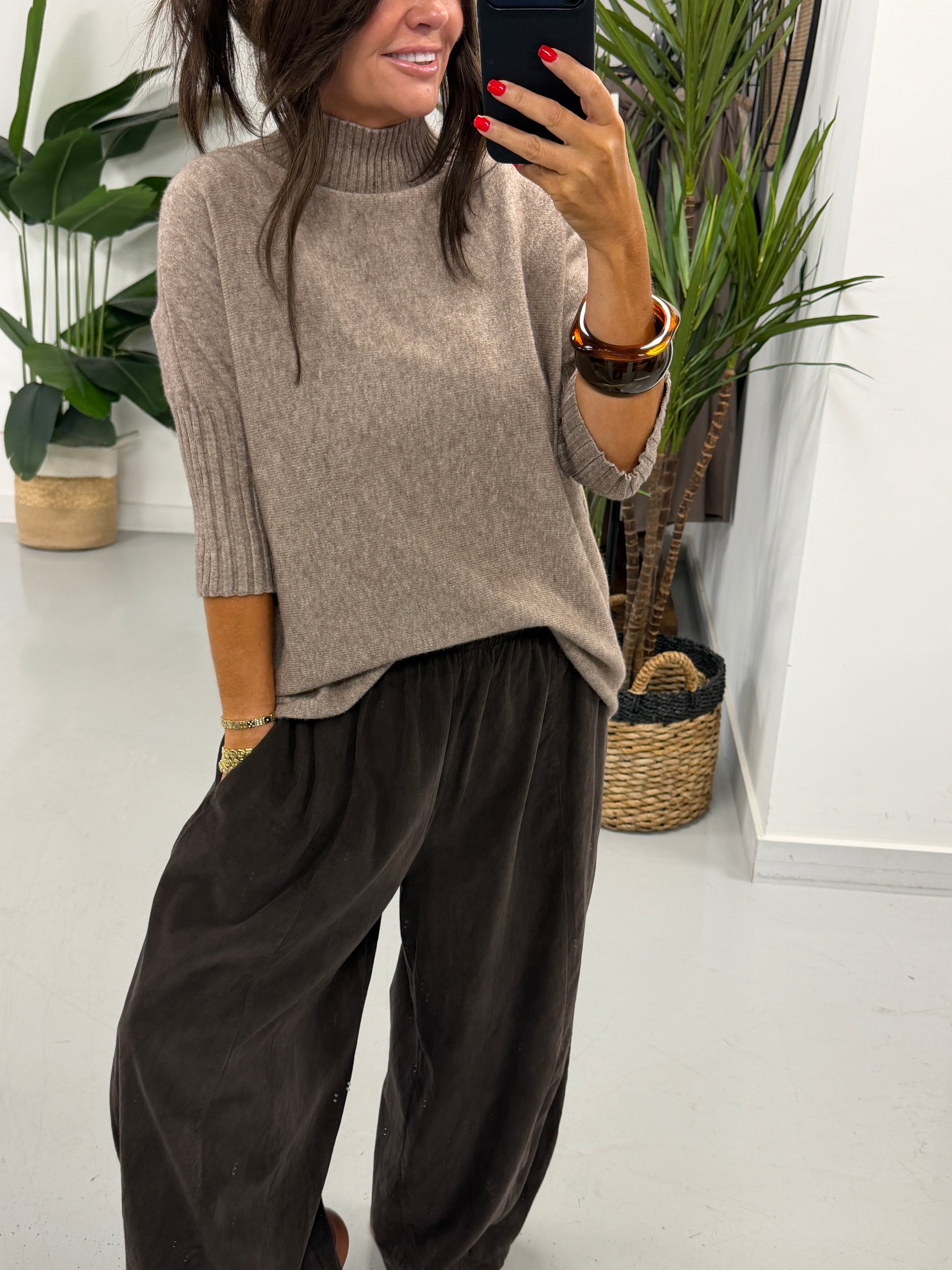 Crop Sleeve Knit - Oatmeal