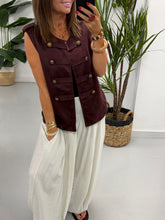 Velour Military Waistcoat - Wine