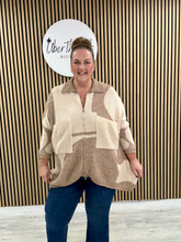 The Camello Zip Cardigan - Camel/Cream
