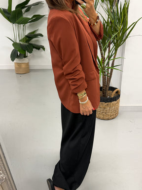 Ruched Sleeve Blazer - Rust (Std sizes)
