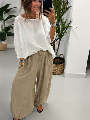 The OG TicToc Crinkle Balloon Trousers - Mushroom