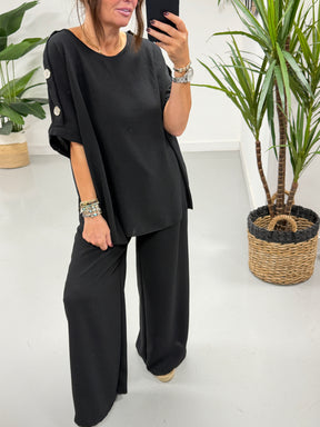 Gold Button Two Piece - Black