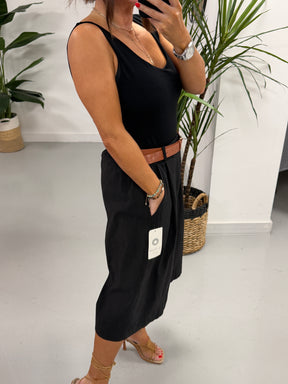 Belted Culotte Shorts - Black