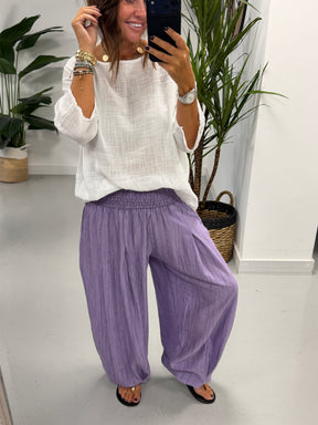 The Shirred TicToc Crinkle Balloon Trouser - Heather